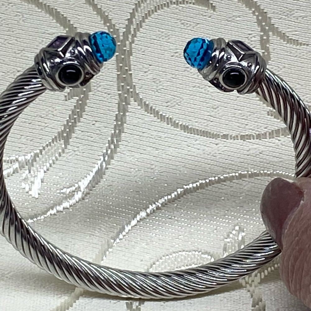 Blue topaz cable cuff